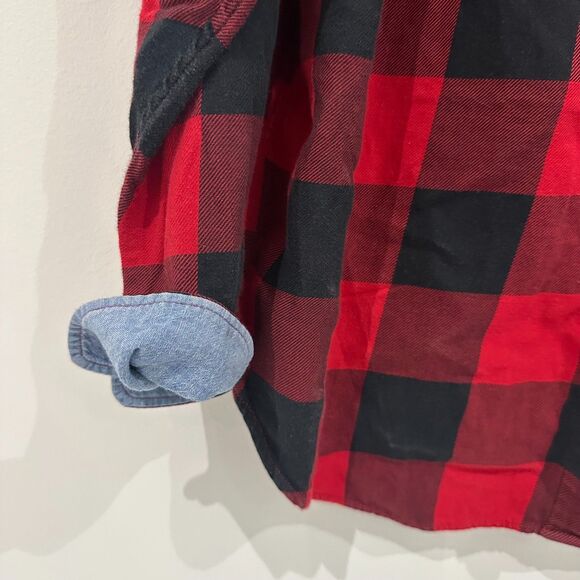 Levi’s Red & Black Buffalo Plaid Boyfriend Fit Button-Back Flannel – XL – EUC - Picture 4 of 5